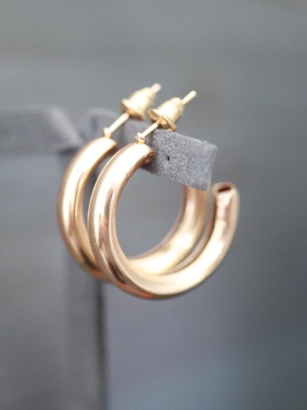 24mm C-Hoop Stud Earrings 18k Gold Plated